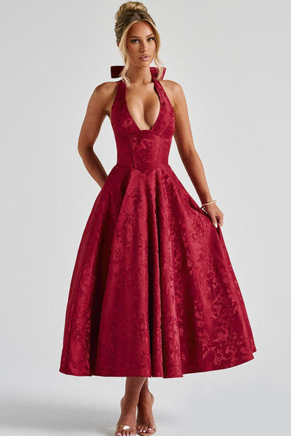 Elegant V-Neck Sleeveless Maxi Evening Dress