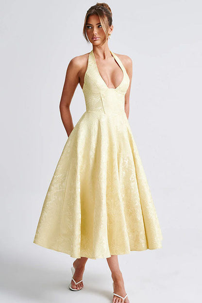 Elegant V-Neck Sleeveless Maxi Evening Dress