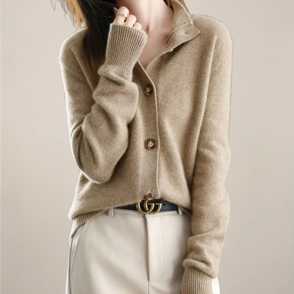 Soft Beige Open-Front Cardigan Sweater for Women - Nocini