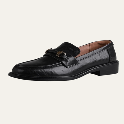Men's Genuine Leather Slip On Loafers with Silver Buckle - Nocini