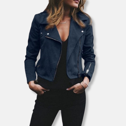 Fitted Leather Biker Jacket - Nocini
