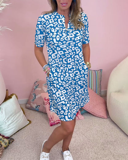 Summer V-Neck Dress with Pocket Detail