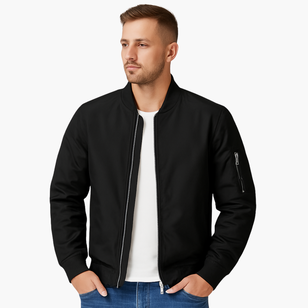 Men's Quilted Bomber Jacket with Zip Pockets - Olytrend