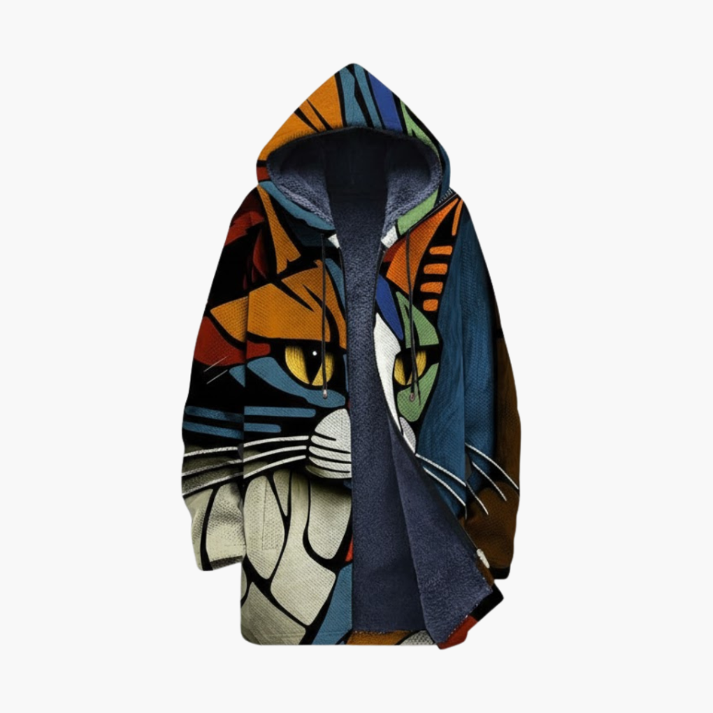 Casual Hoodie Sweatshirt with Fun Cat Pattern - Olytrend