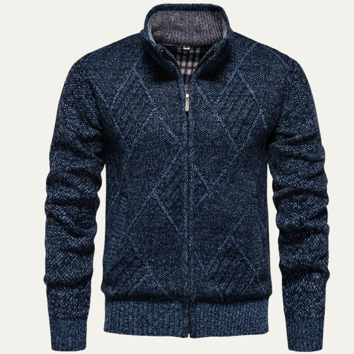 Cozy Men's Diamond Pattern Fleece Cardigan Jacket