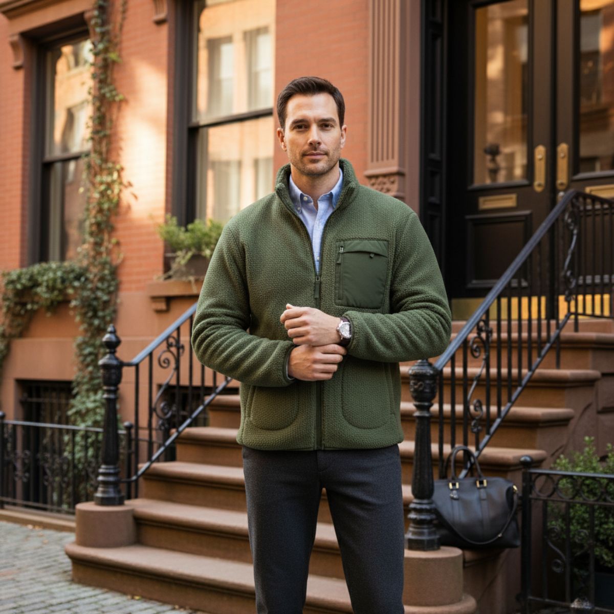 Warm Men's Fleece Zip Up Outdoor Jacket