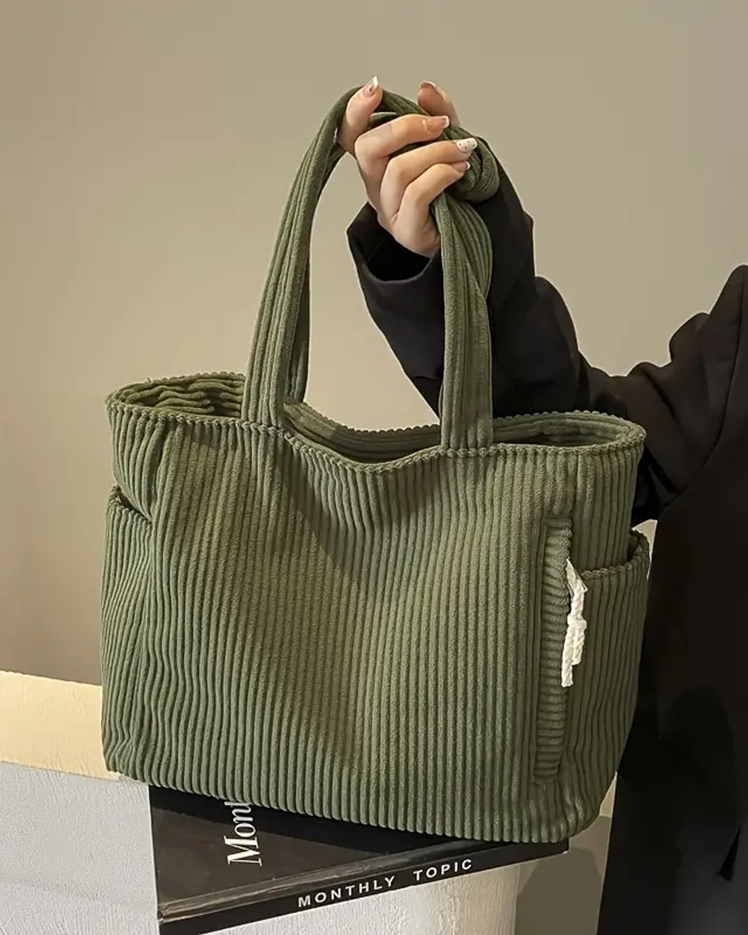 Rustic Textured Canvas Shopper Bag - Nocini