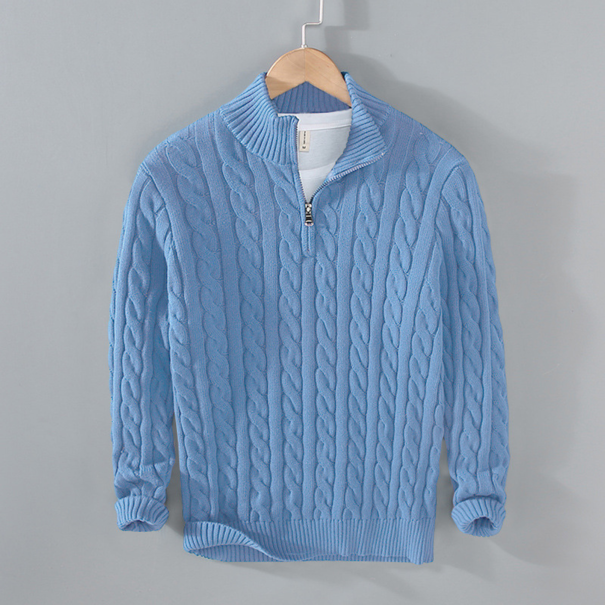Men's Soft Knit Cable Crew Neck Sweater