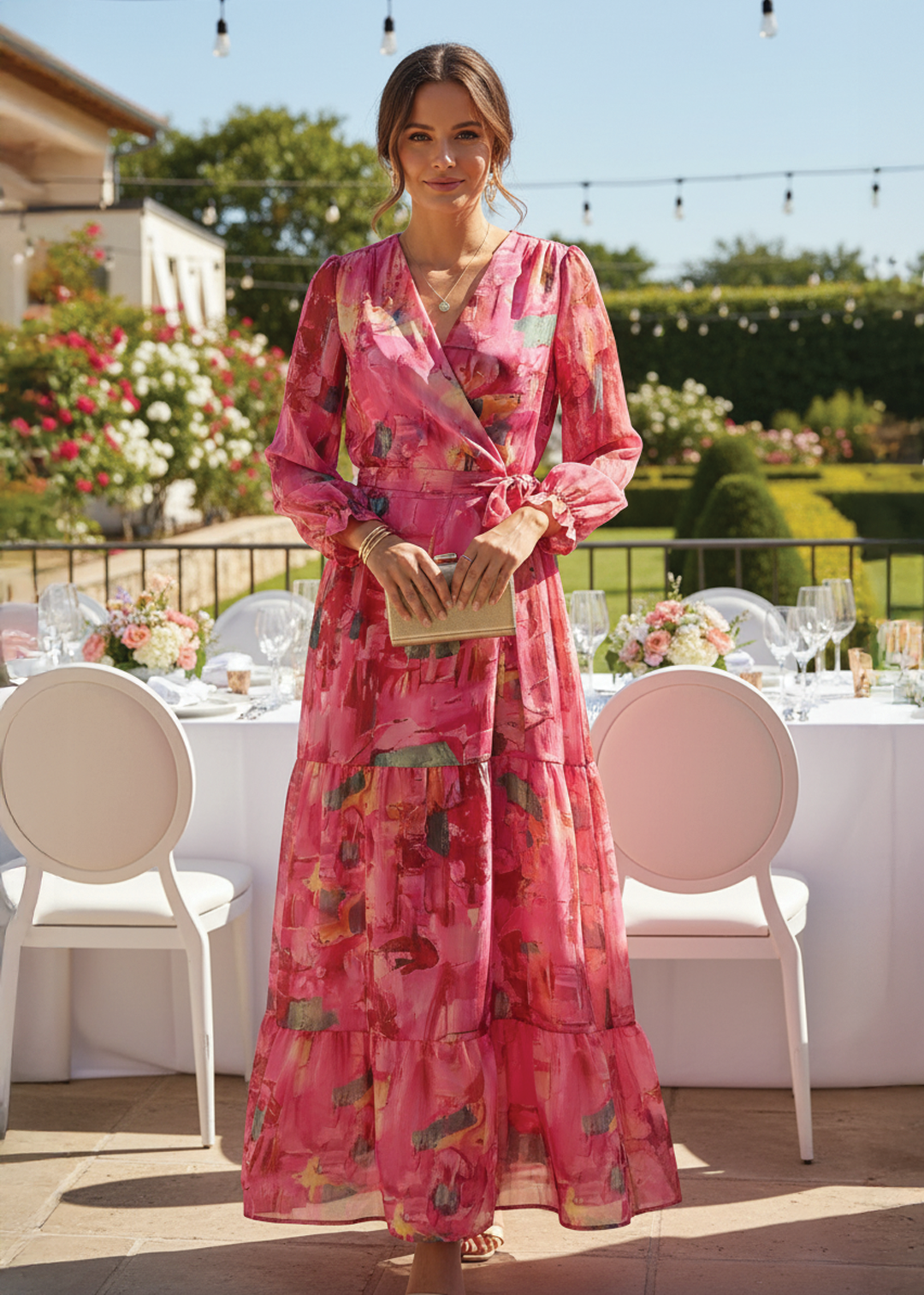 Elegant Flowy Layered Maxi Dress - Nocini
