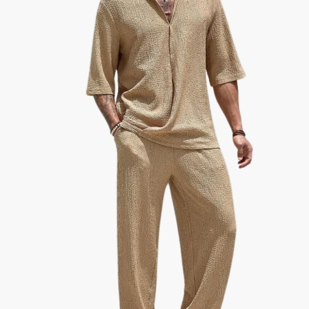 Men's Casual Shorts Set with Breathable Top and Pants - Olytrend