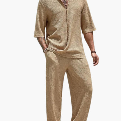 Men's Casual Shorts Set with Breathable Top and Pants - Olytrend