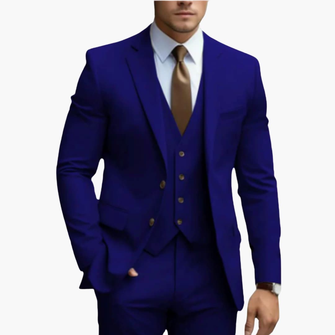 Classic Men's 3-Piece Suit with Slim Fit Trousers