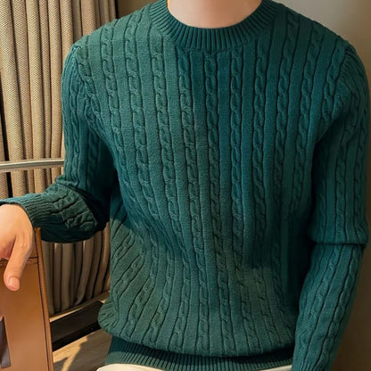 Luxury Green Mens Cashmere Crew Neck Sweater