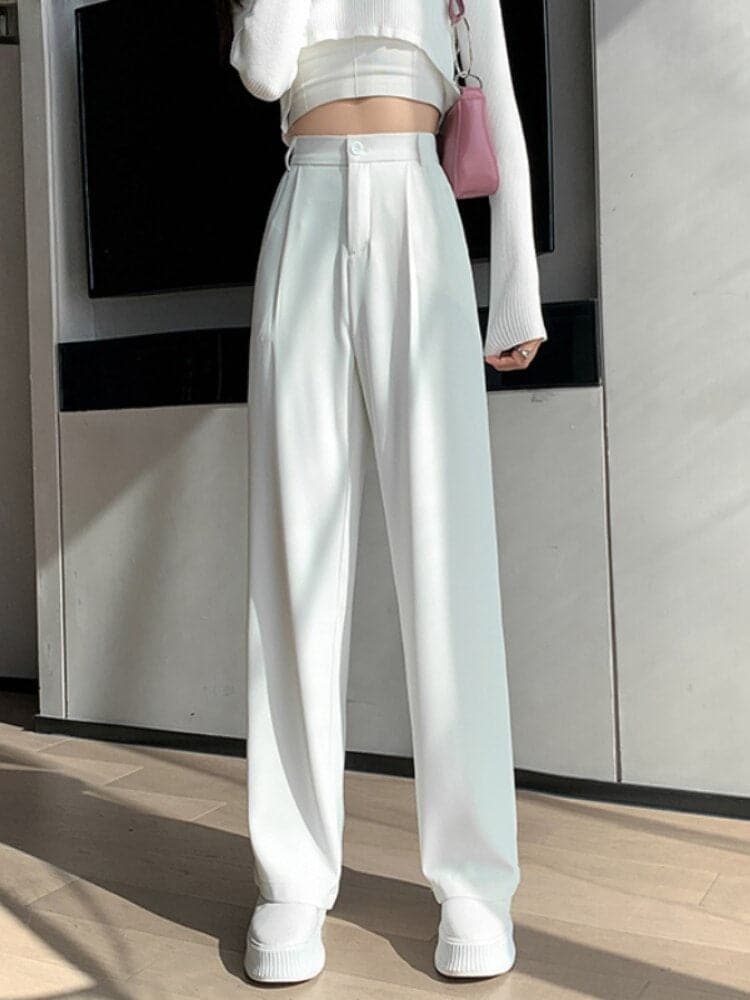 Classic High Waisted Wide Leg Pants for Women - Nocini