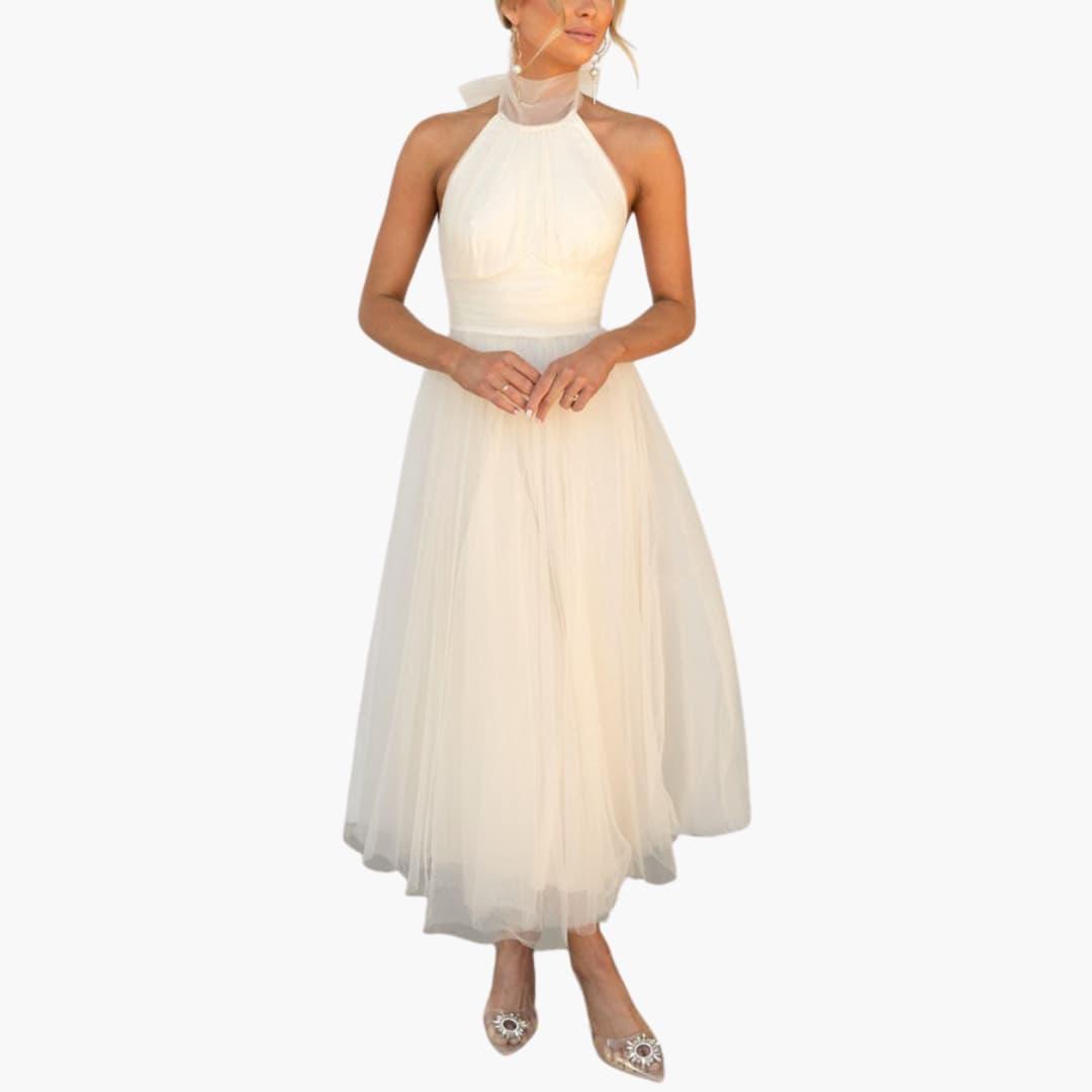 Chic Halter Neck Evening Gown - Olytrend