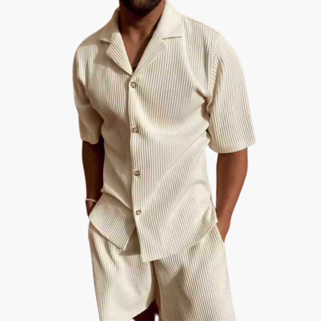 Men's Breathable Short Sleeve Summer Shirt Set - Olytrend