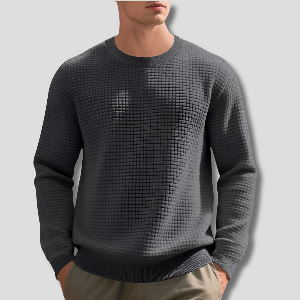 Cozy Textured Crew Neck Men's Sweater