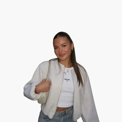 Classic Crew Neck Fall Jacket for Women - Olytrend