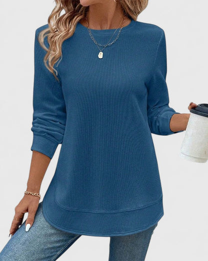 Classic Crew Neck Long Sleeve Top - Olytrend
