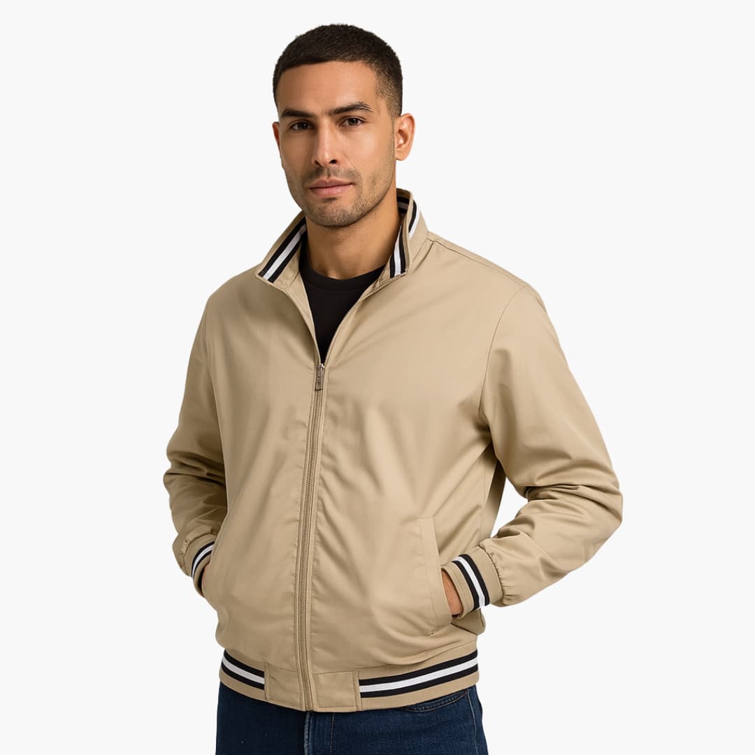 Men's Zip Up Jacket with Striped Bottom
