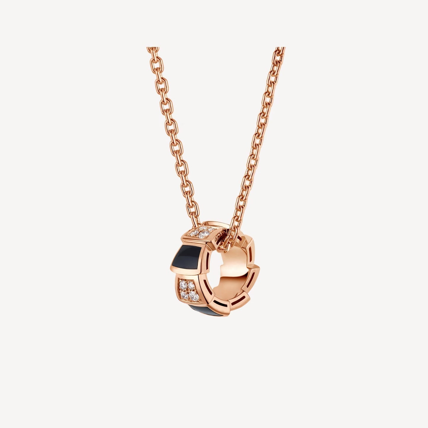 Luxury Silver Rose Gold Black Onyx Pendant Necklace - Pexav