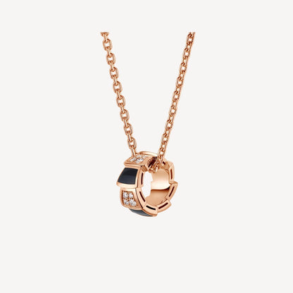 Luxury Silver Rose Gold Black Onyx Pendant Necklace - Pexav