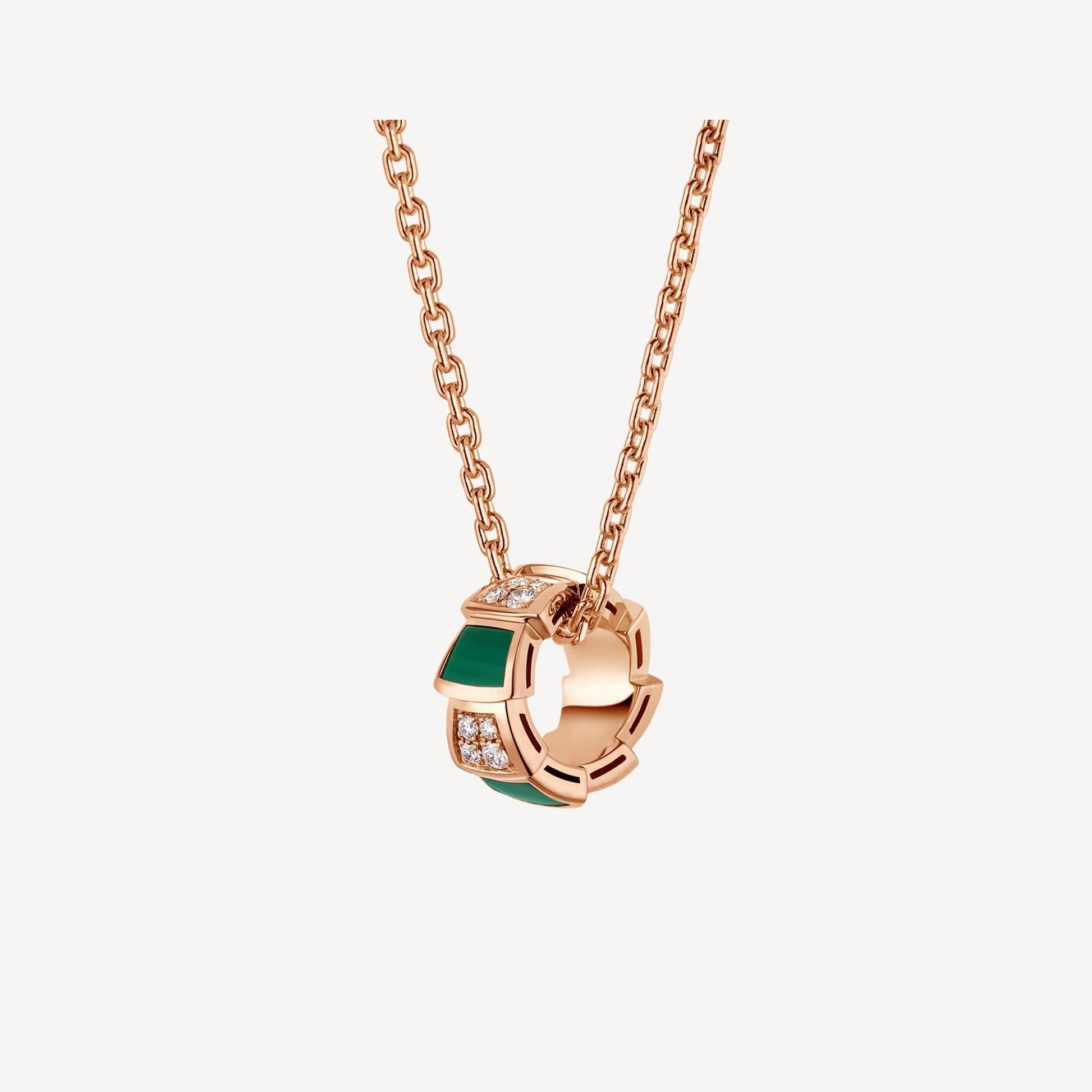 Luxury Rose Gold Green Agate Pendant Necklace - Pexav