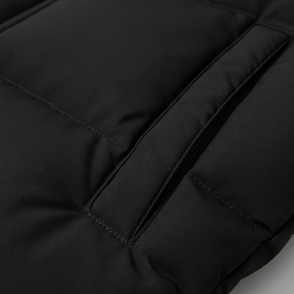 Warm Men's Black Down Parka Coat with Hood