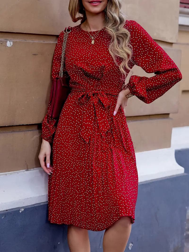 Women's Polka Dot Fit Waist Dress