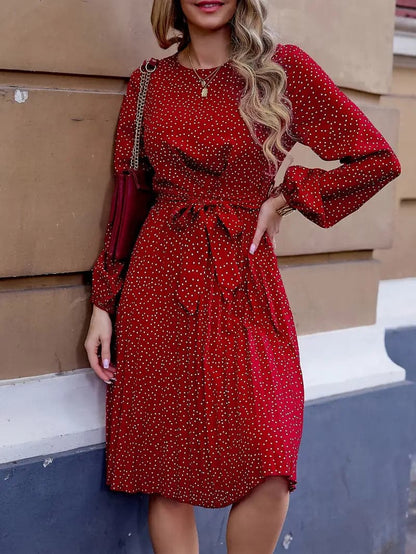 Women's Polka Dot Fit Waist Dress