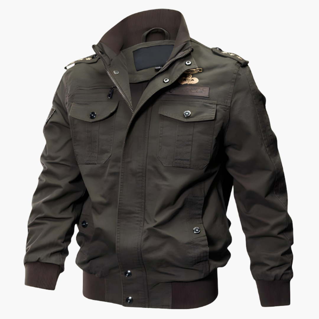 Men's Zip Up Flight Jacket with Pocket Details - Olytrend