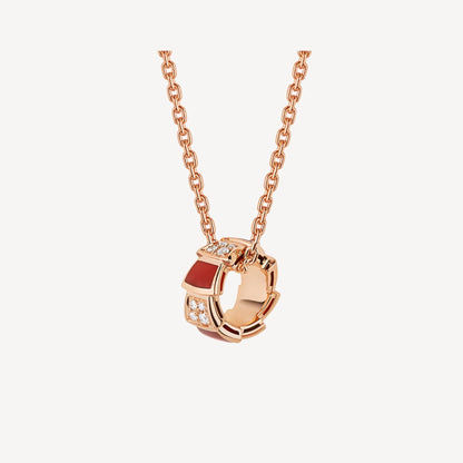 Luxury Red Agate Silver Rose Gold Necklace - Pexav