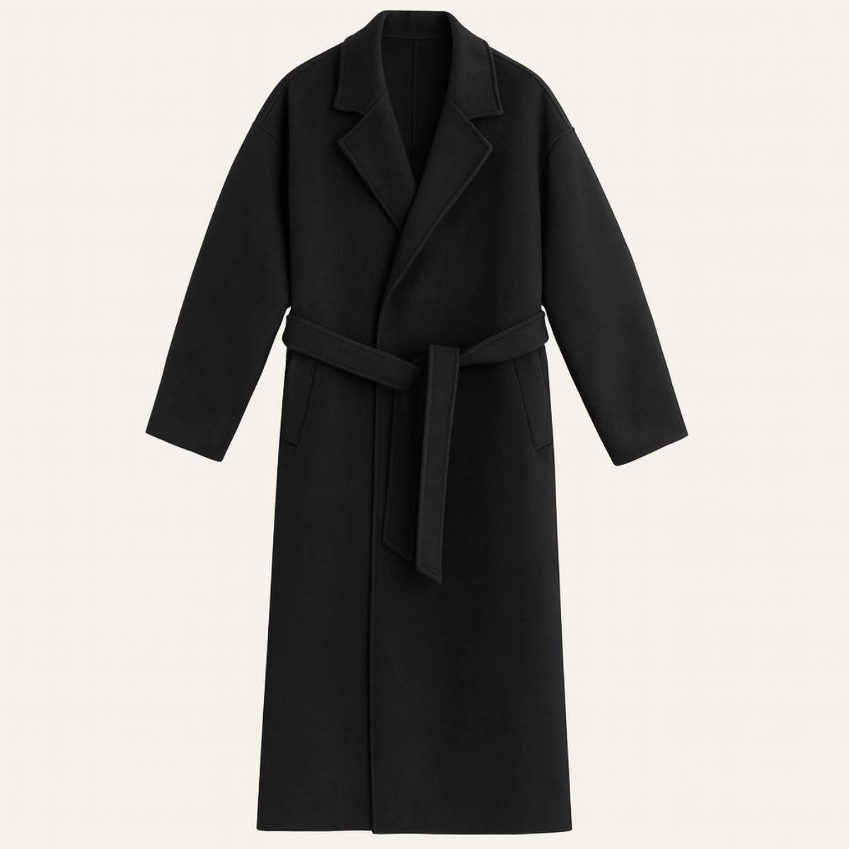 Classic Men's Tan Wool Overcoat with Belt - Nocini
