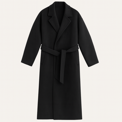 Classic Men's Tan Wool Overcoat with Belt - Nocini