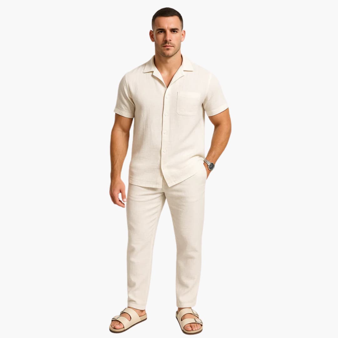 Casual Mens 2 Piece Short Sleeve Shirt Set