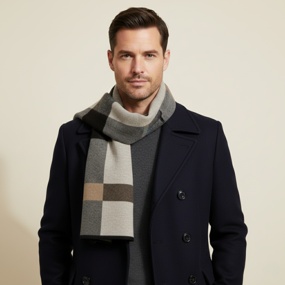 Traditional Plaid Men's Wool Scarf