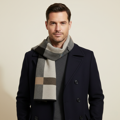 Traditional Plaid Men's Wool Scarf