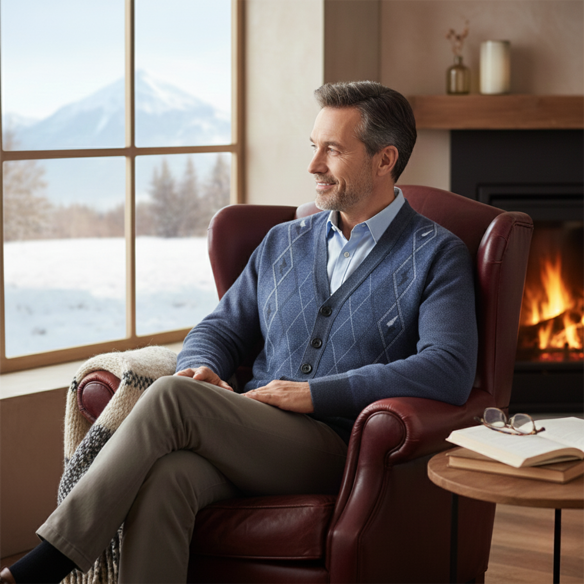 Classic Men's V Neck Sweater with Pockets