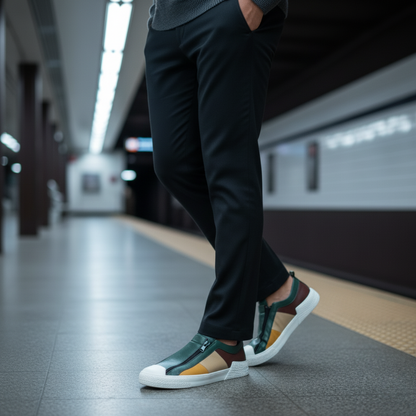 Premium Men's Leather Zip Sneakers
