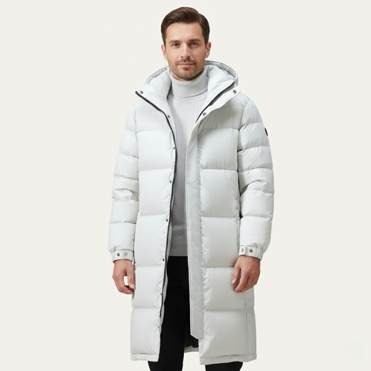 Warm Men's Black Down Parka Jacket