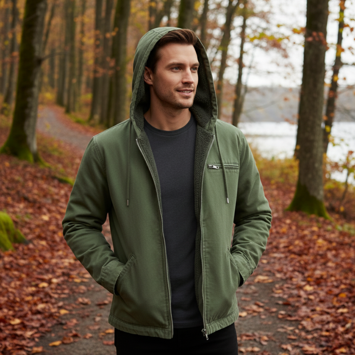 Men's Cozy Fleece Lined Vintage Hoodie Jacket