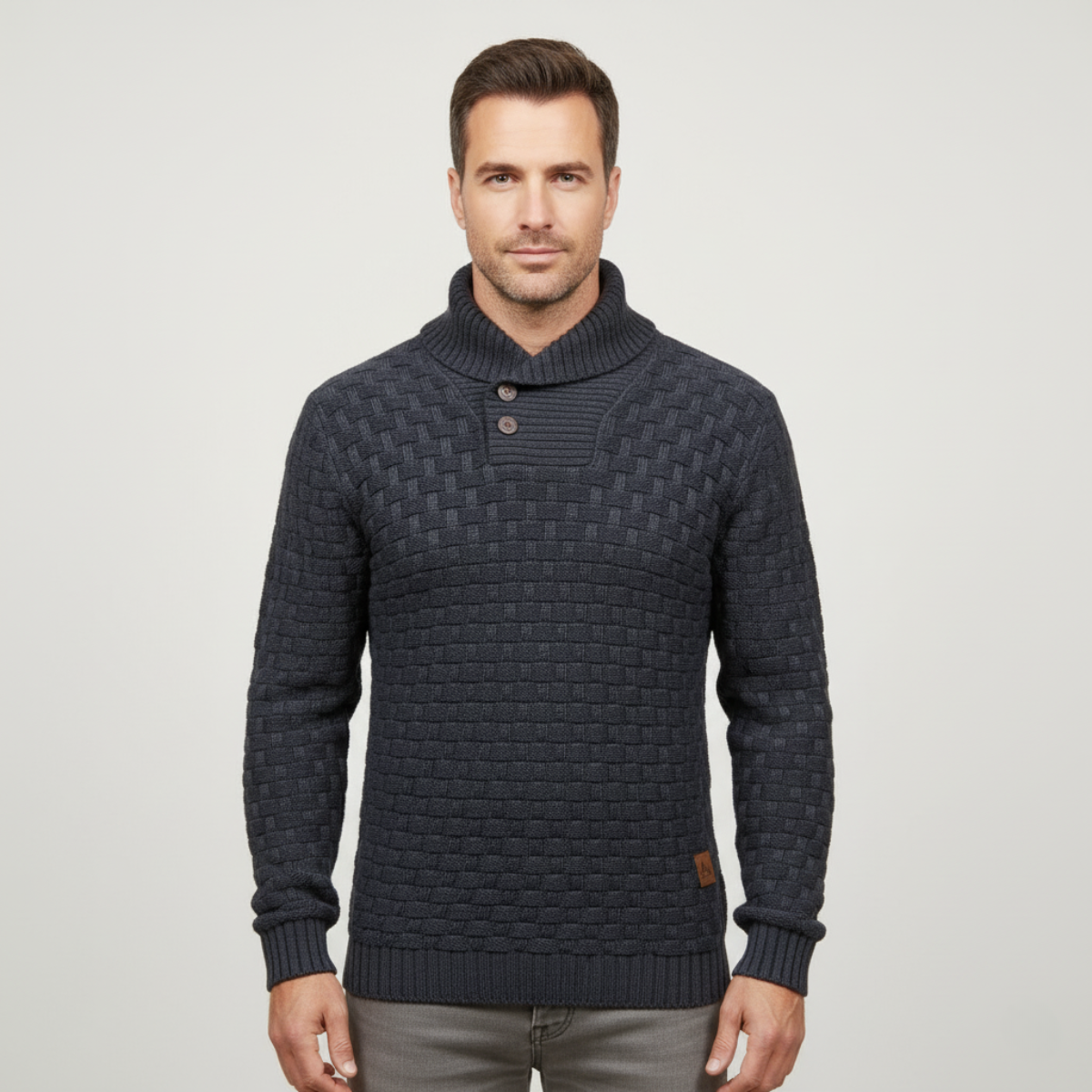 Thick Warm Crew Neck Button Sweater for Men