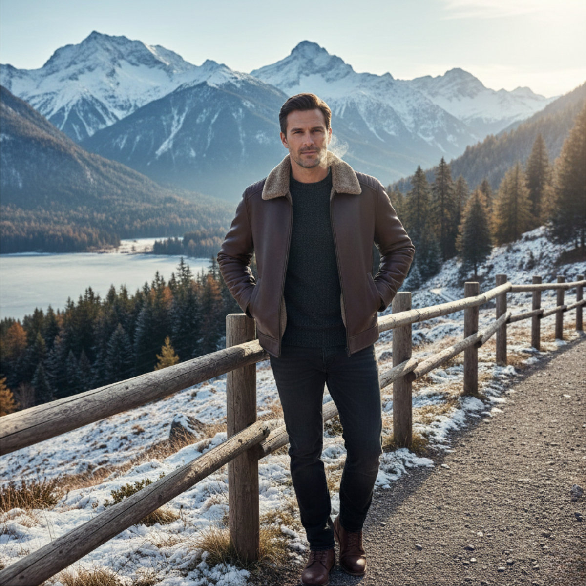 Warm Fleece Lined Men's Leather Coat