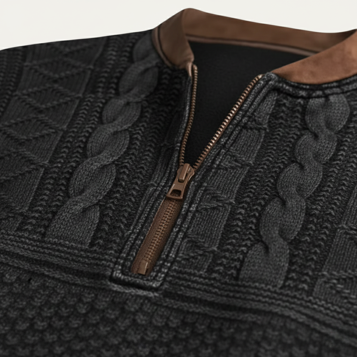 Relaxed Fit Mens Patterned Sweater with Patches