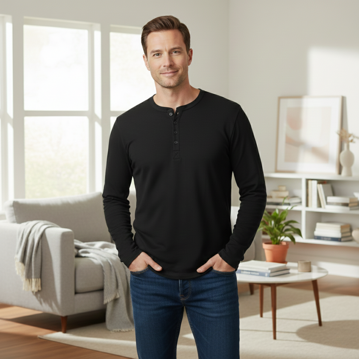Classic Men's Cotton Long Sleeve Shirt
