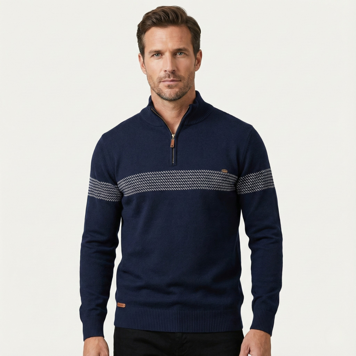 Relaxed Fit Men's Crew Neck Knit Sweater