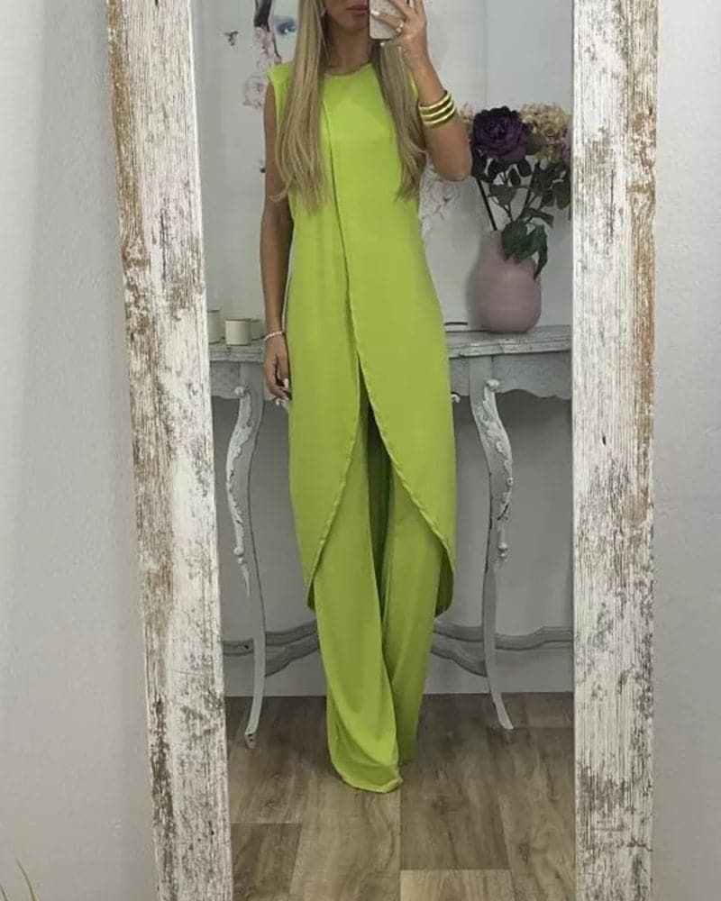 Women's Sleeveless Jumpsuit with Wide Leg Comfort Fit