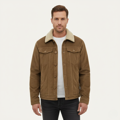 Warm Mens Corduroy Fleece Lined Winter Coat
