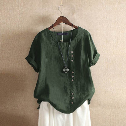 Casual Cotton Women's Shirt with Short Sleeves - Nocini