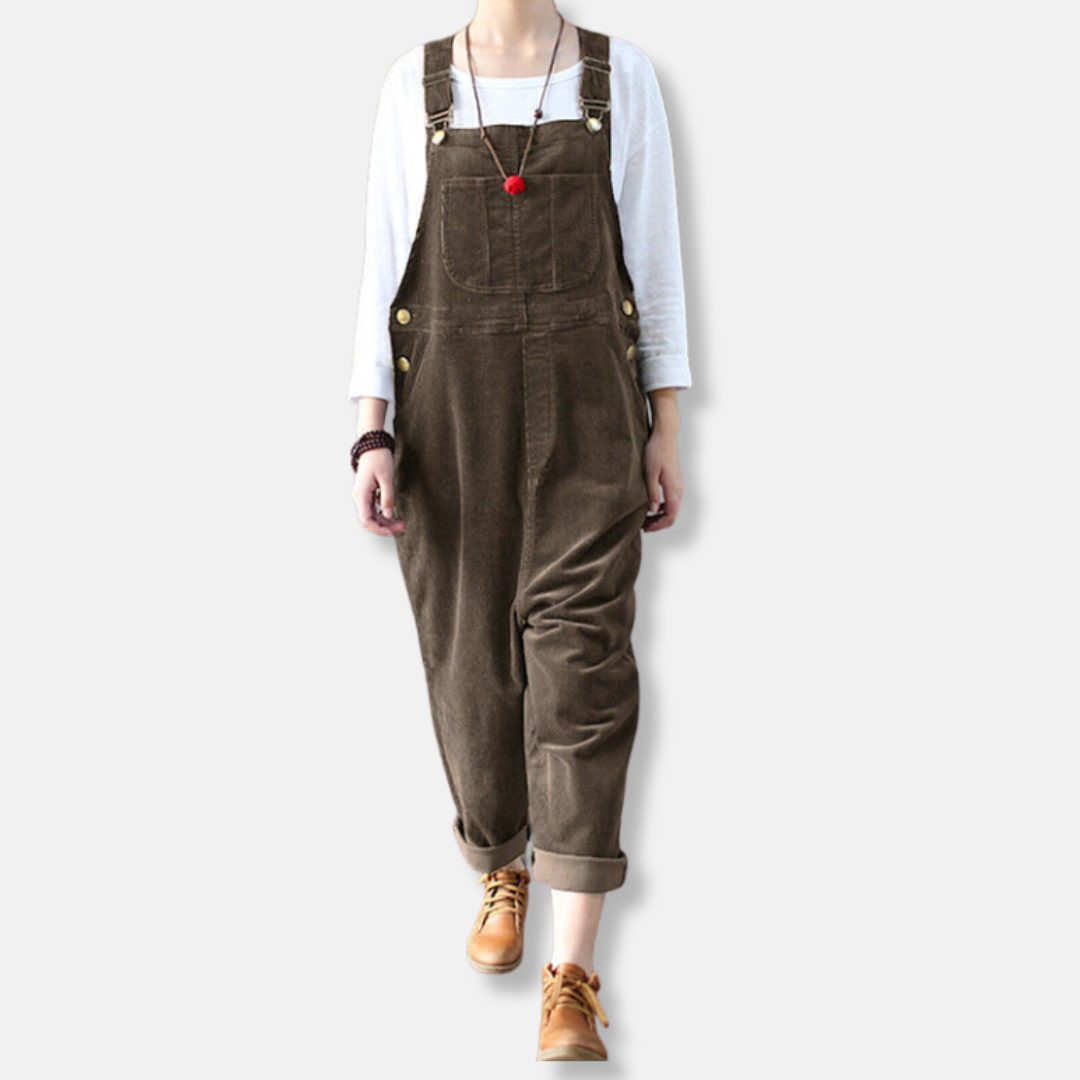 Comfy Women's Corduroy Overalls with Pockets - Nocini